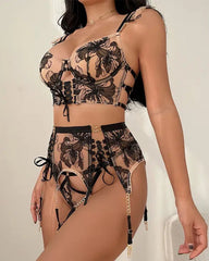 You're My Weakness - Gold and Black Lace Bustier Lingerie Set