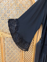 Let Love In - Black Silky Lingerie Lace Trimmed Robe