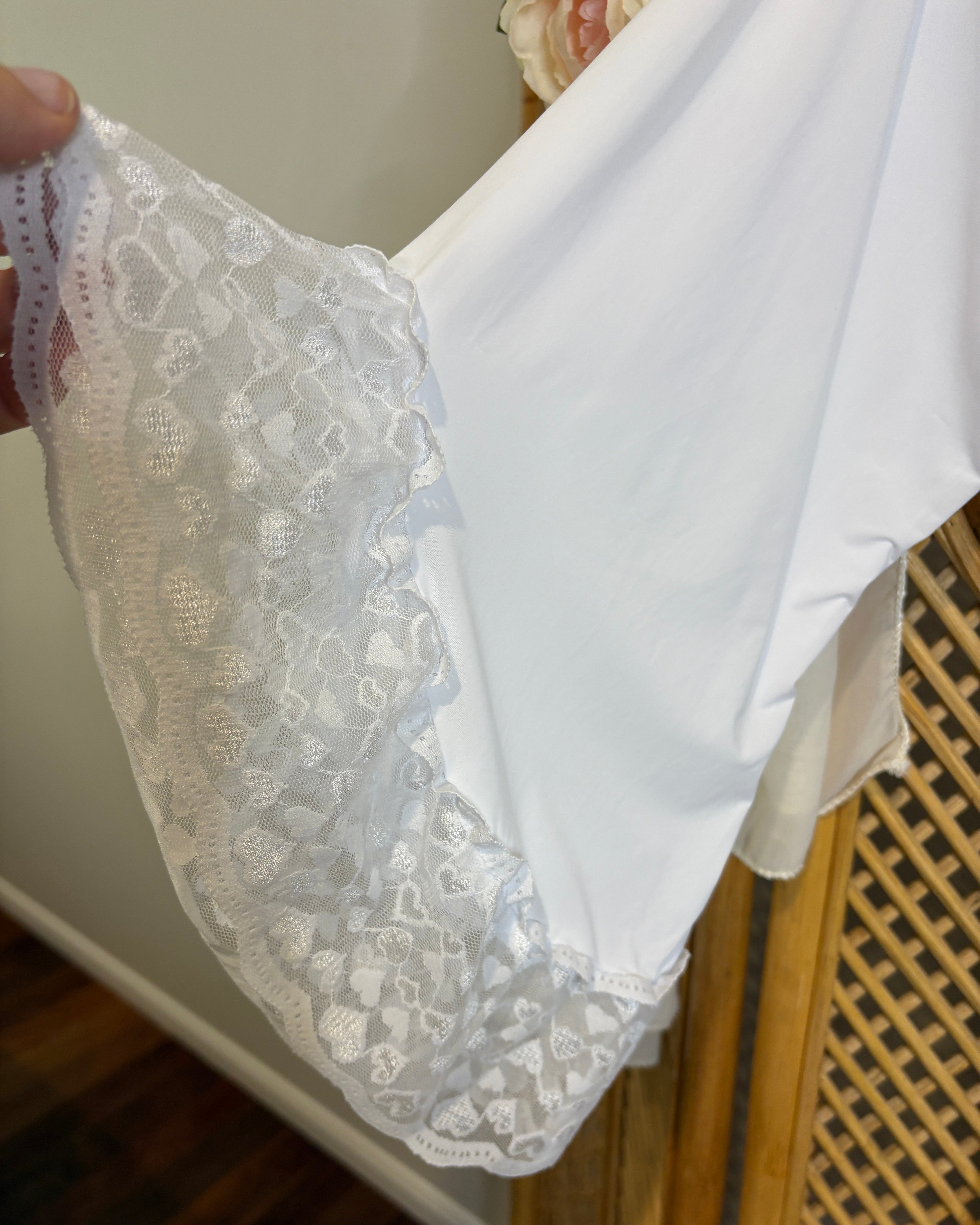Let Love In - Slinky Lingerie Lace Trimmed Robe in White