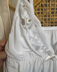 Let Love In - Slinky Lingerie Lace Trimmed Nightdress in White