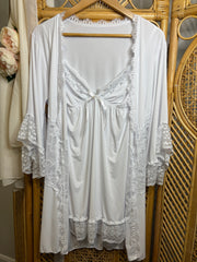 Let Love In - Slinky Lingerie Lace Trimmed Nightdress in White