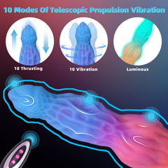 9.25‘’ Luminous Dragon Monster Dildo Vibrator Remote Control With 10 Thrusting & Vibration