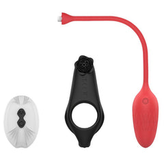 Detachable Design Vibrating Cock Penis Ring With Anal Plug for Couple