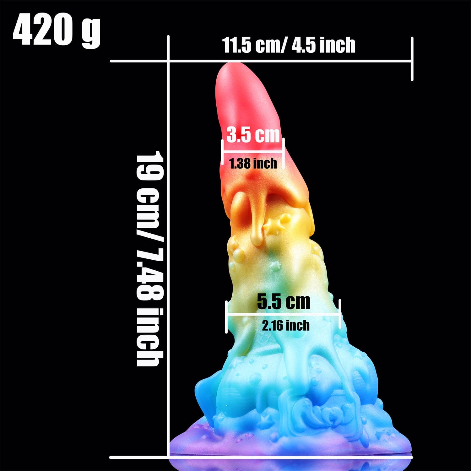 7.48‘’ AIMITEX Rainbow Ice Cream Liquid Silicone Fantasy Dildo Masturbation Massager