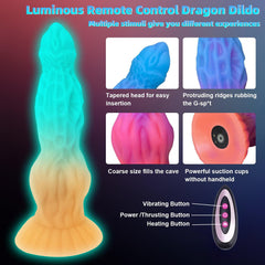9.25‘’ Luminous Dragon Monster Dildo Vibrator Remote Control With 10 Thrusting & Vibration