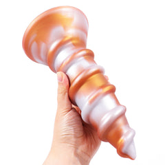 8.86‘’ AIMITEX Gold Silicone Screw Super Thick Penis Butt Plug Anal Sex Toy