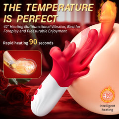 4 In 1 Rose Tongue Swing Vibrating G-Spot Clitoral Stimulation Dildo Machine
