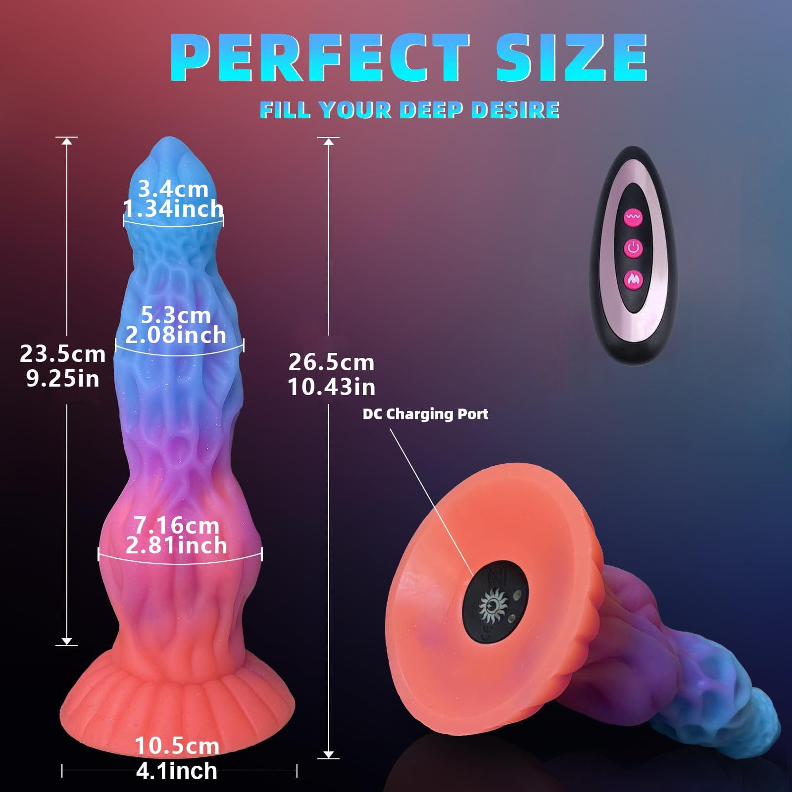 9.25‘’ Luminous Dragon Monster Dildo Vibrator Remote Control With 10 Thrusting & Vibration