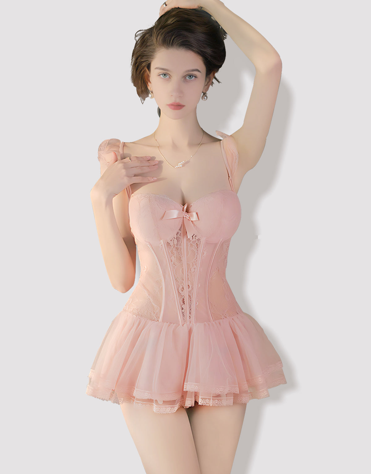 Pellegrace Sweetheart Princess Boned Underwire Push-up Bustier with Pettiskirt
