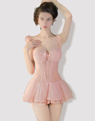 Pellegrace Sweetheart Princess Boned Underwire Push-up Bustier with Pettiskirt