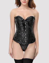 Pellegrace Victorian Retro Boned Waist-Cinching Lace-Up Back Corset with Playful Bow