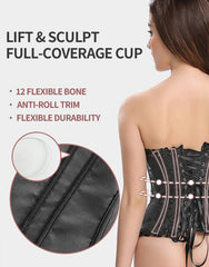 Pellegrace Victorian Retro Boned Waist-Cinching Lace-Up Back Corset with Playful Bow