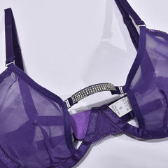 Split Decision – Purple Crystal Cut-Out Lingerie Set