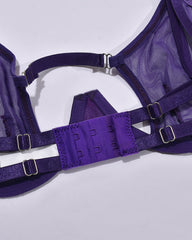 Split Decision – Purple Crystal Cut-Out Lingerie Set