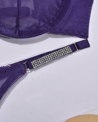 Split Decision – Purple Crystal Cut-Out Lingerie Set