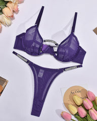 Split Decision – Purple Crystal Cut-Out Lingerie Set