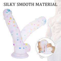 5.5‘’ Jelly Particles Rainbow Transparent Realistic Dildo With Suction Cup