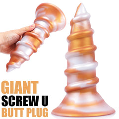 8.86‘’ AIMITEX Gold Silicone Screw Super Thick Penis Butt Plug Anal Sex Toy
