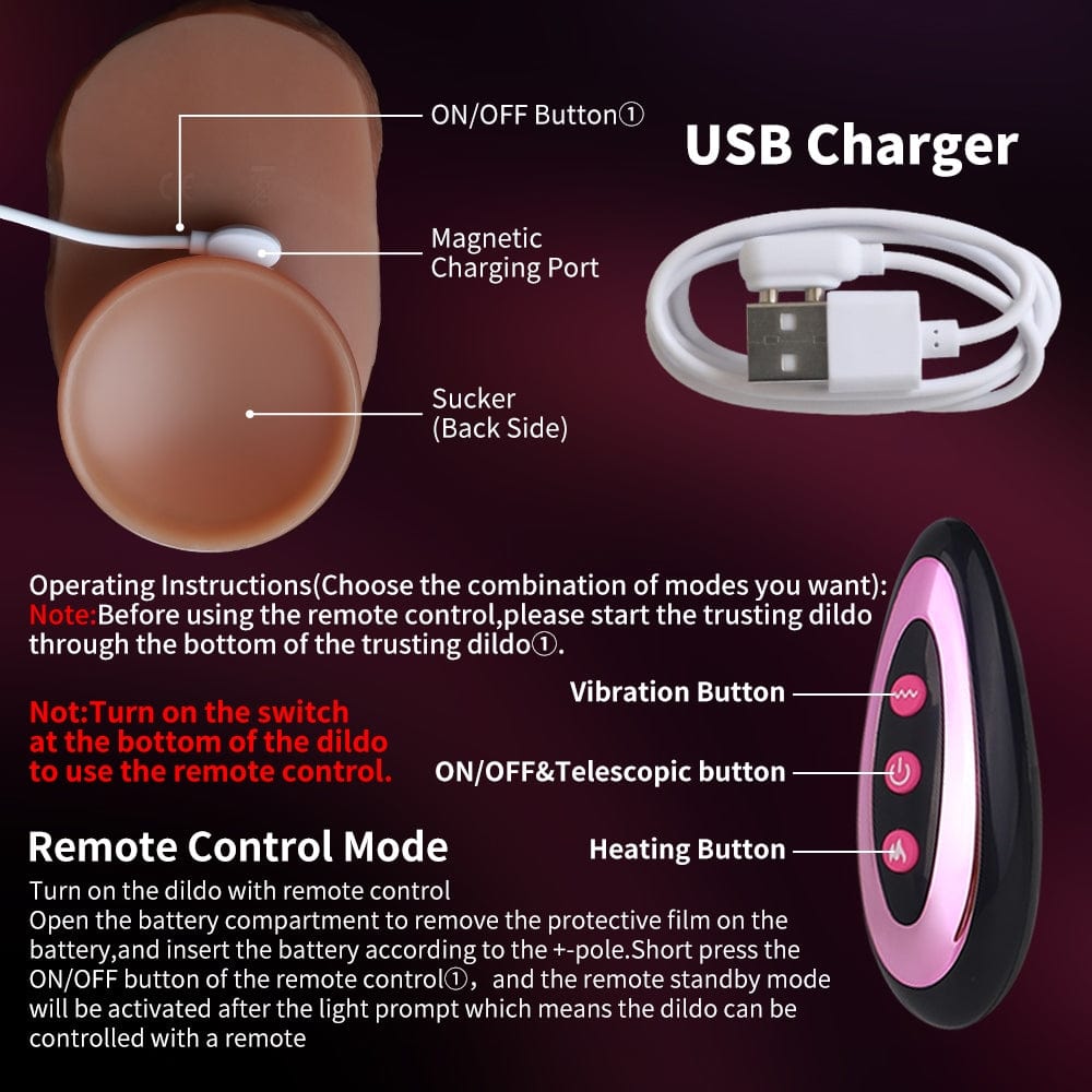 7.2‘’ Realistic Dildo Automatic Stretch Multi-frequency Vibration