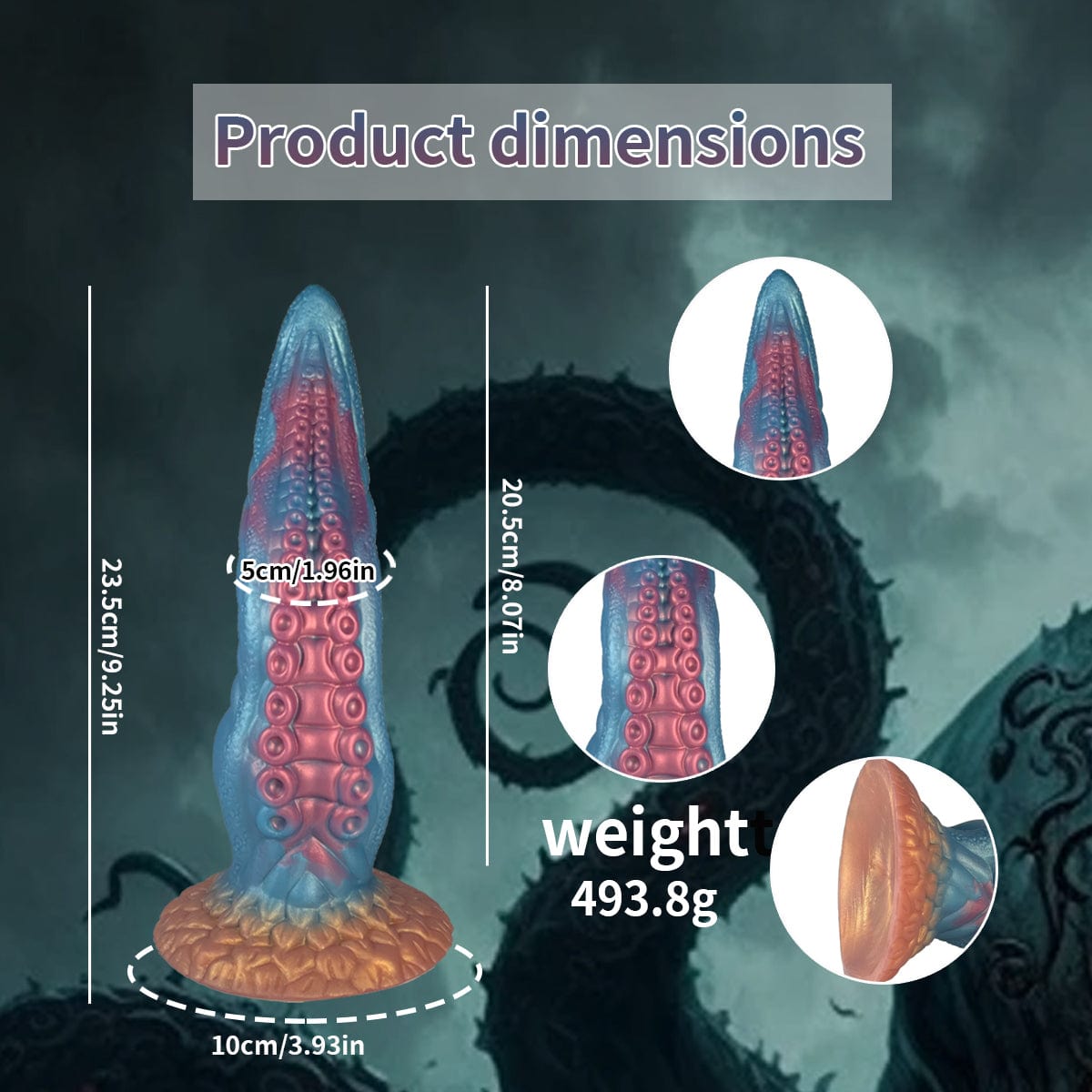 6.69‘’ Ocean Blue Octopus Tentacle Silicone Anal Dilator Fantasy Dildo