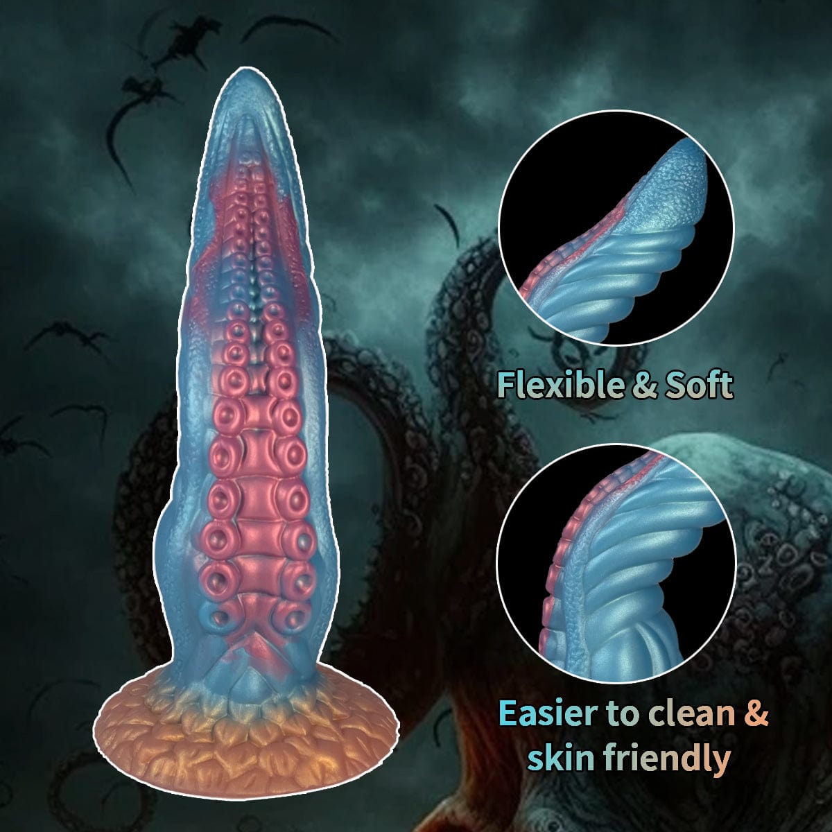 6.69‘’ Ocean Blue Octopus Tentacle Silicone Anal Dilator Fantasy Dildo