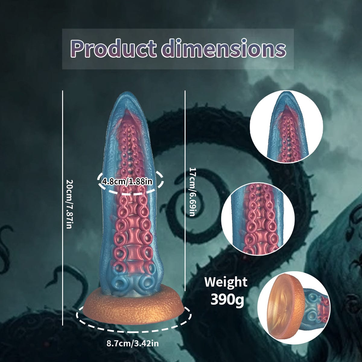 6.69‘’ Ocean Blue Octopus Tentacle Silicone Anal Dilator Fantasy Dildo