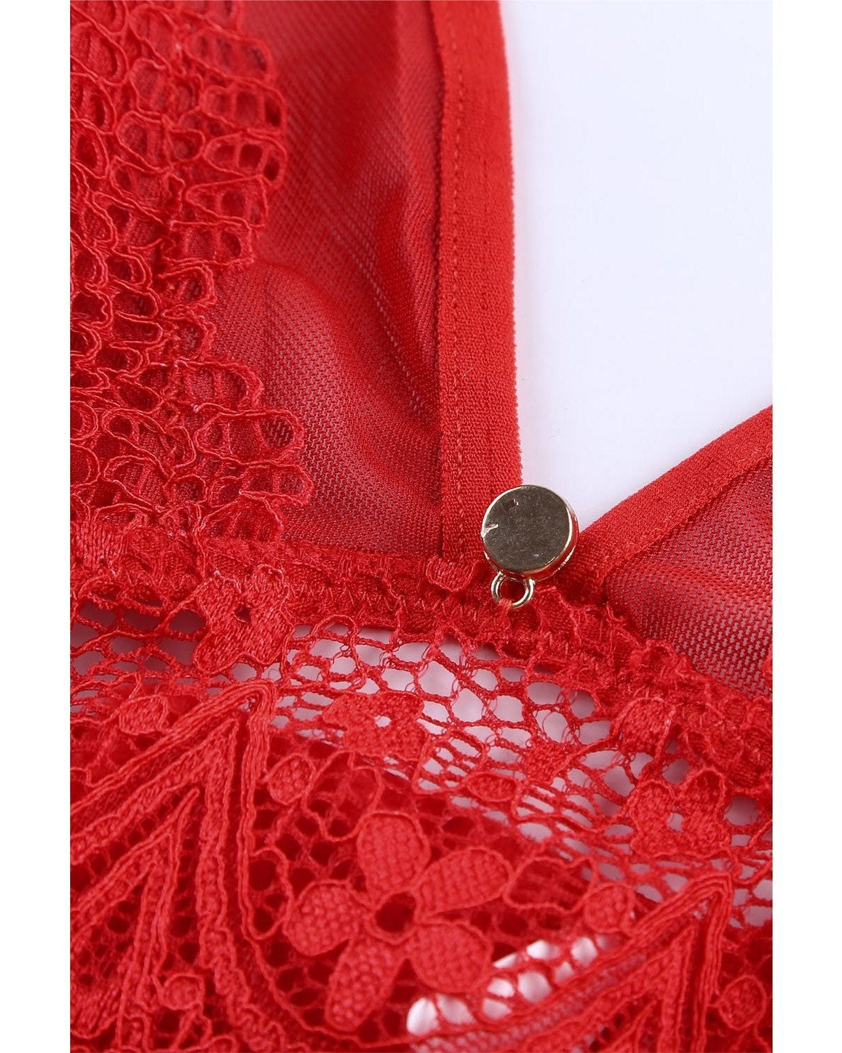 Emma Lace High Waist Brief and Bralette - Red - 3XL Only