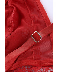 Emma Lace High Waist Brief and Bralette - Red - 3XL Only