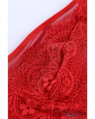 Emma Lace High Waist Brief and Bralette - Red - 3XL Only