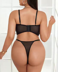 Crazy 'Bout You - Two-Piece, Black, Curvy Lingerie Set